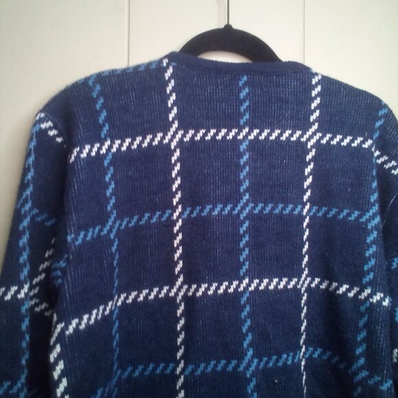 Tally Ho Sweater Cardigan L Button Up Long Sleeve Blue White - Picture 4 of 16